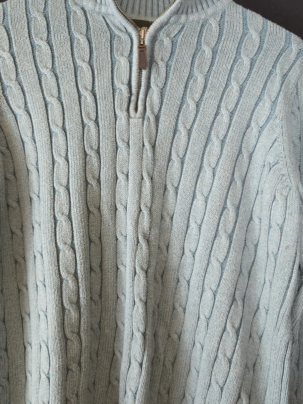 Eddie Bauer Unisex Blue And Black Cable-Knit Half-Zip Sweater #541